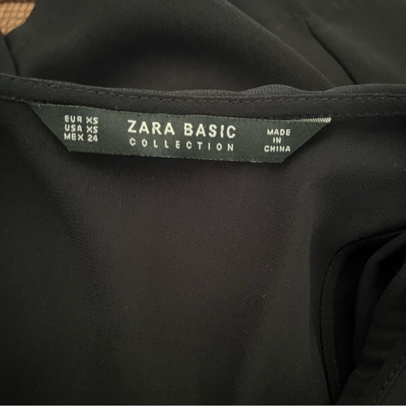 Zara Black Jumpsuit Womens Size XS Cape Split Back Top Pockets Minimalist Classy - Picture 6 of 6